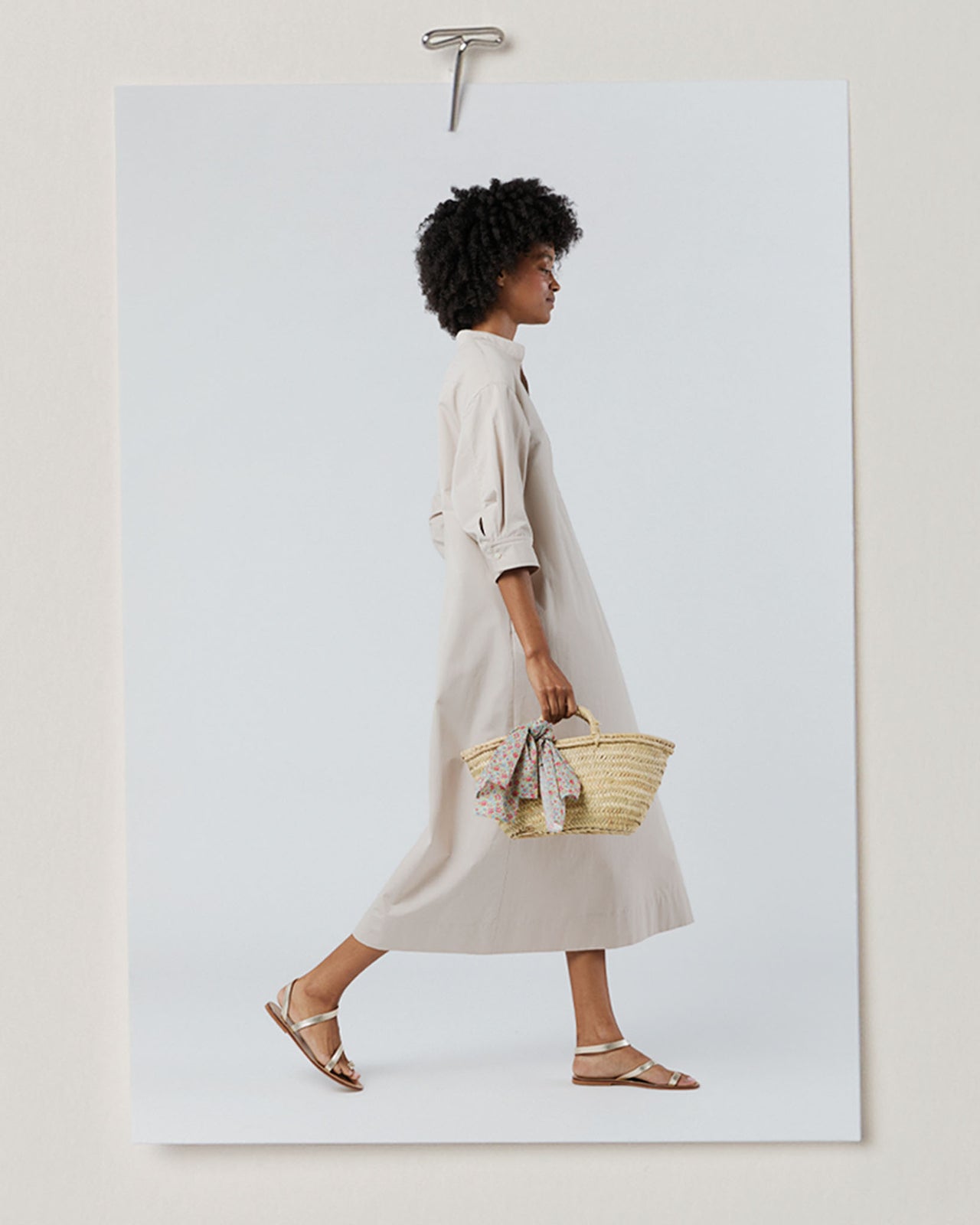 Diagonal Strap Sandal in Platino Leather