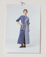 Load image into Gallery viewer, Mandarin Talitha Shirtdress in Navy/White Mixed Stripe Poplin
