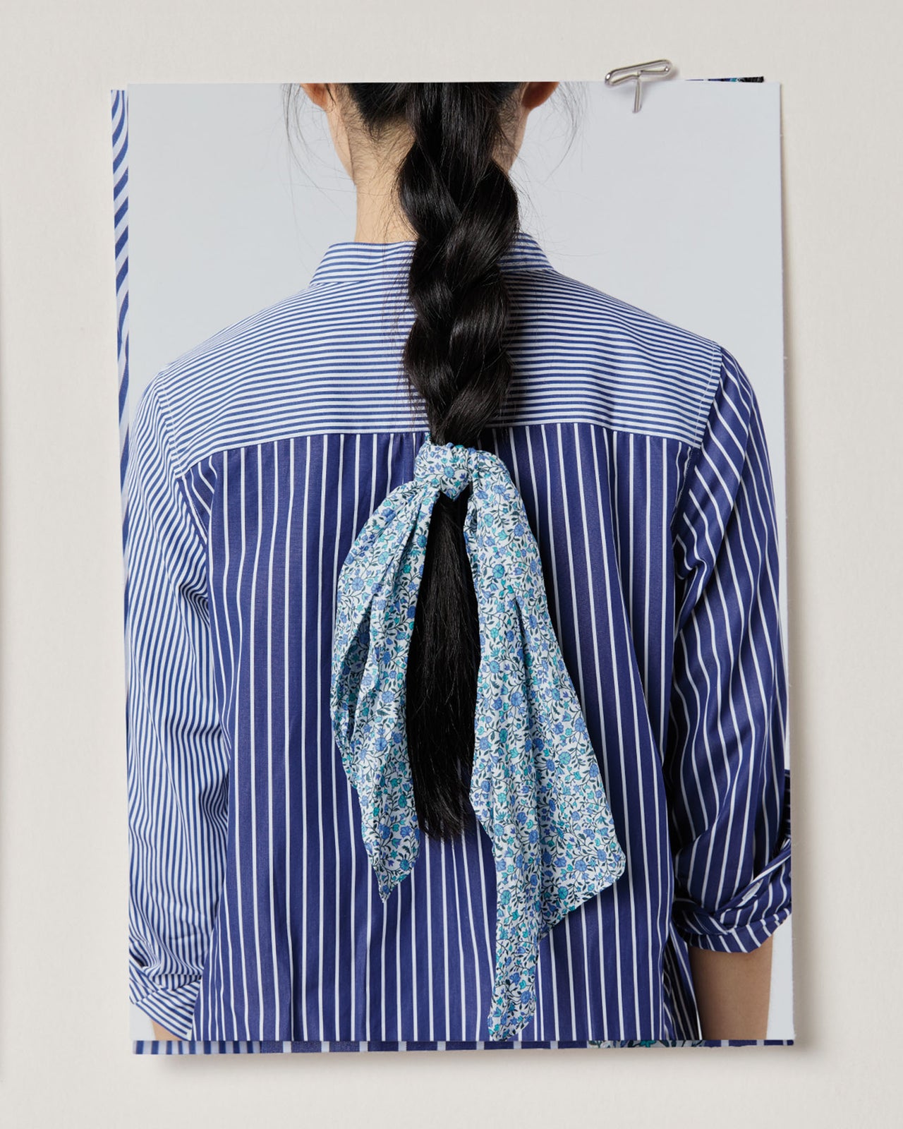 Mandarin Talitha Shirtdress in Navy/White Mixed Stripe Poplin