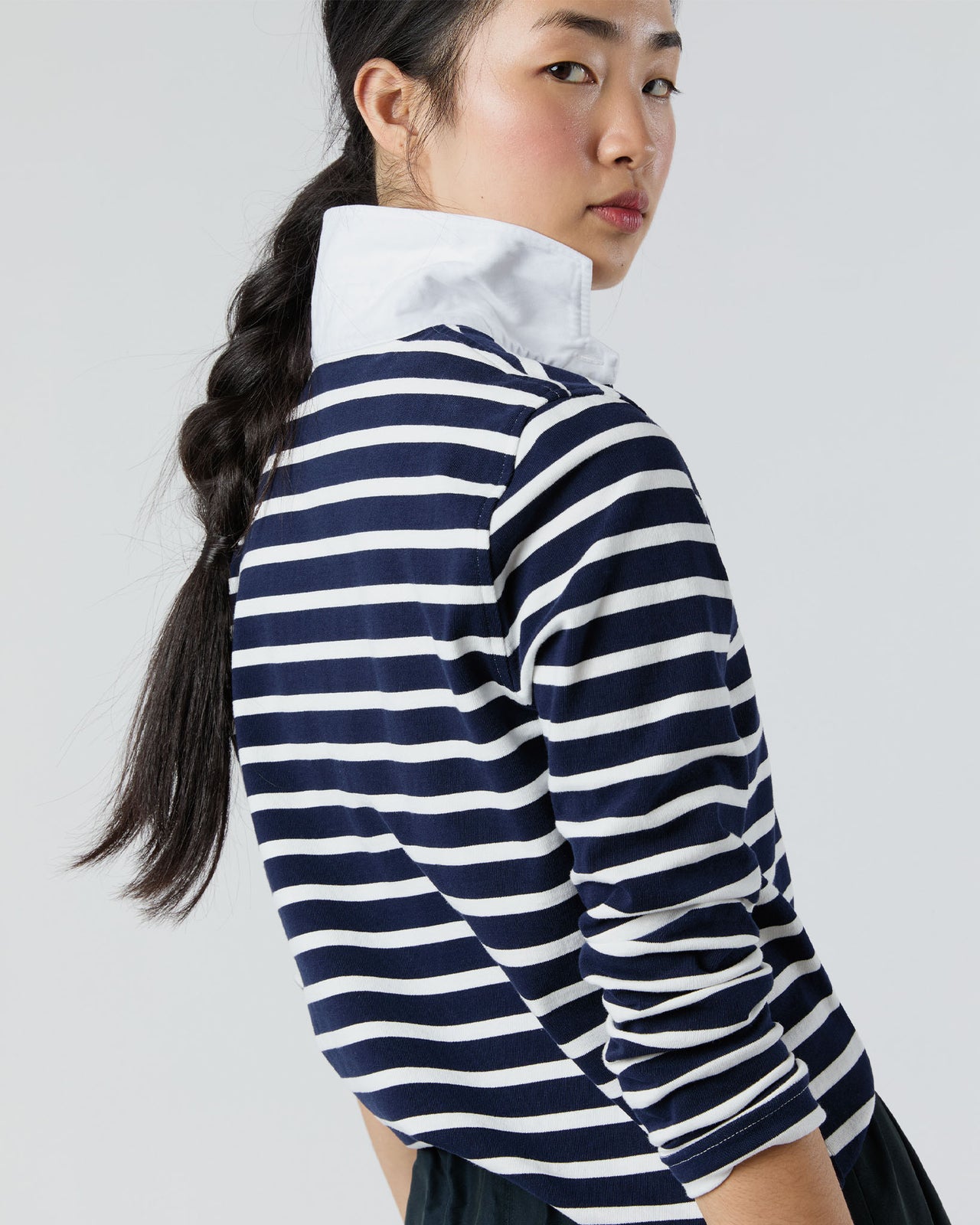 Franny Rugby Polo in Navy/White Heavy Jersey | Shop Ann Mashburn