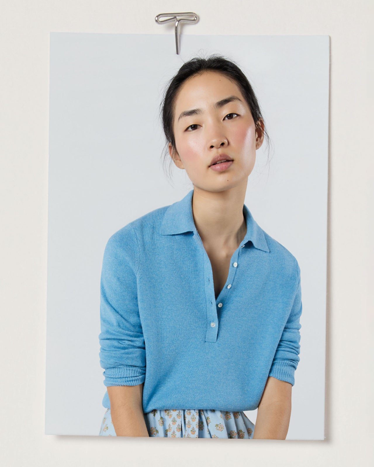 Connor Sweater in Cameo Blue Cotton/Silk
