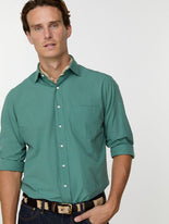Spread Collar Sport Shirt in Blue Cotolino Chambray | Shop Sid