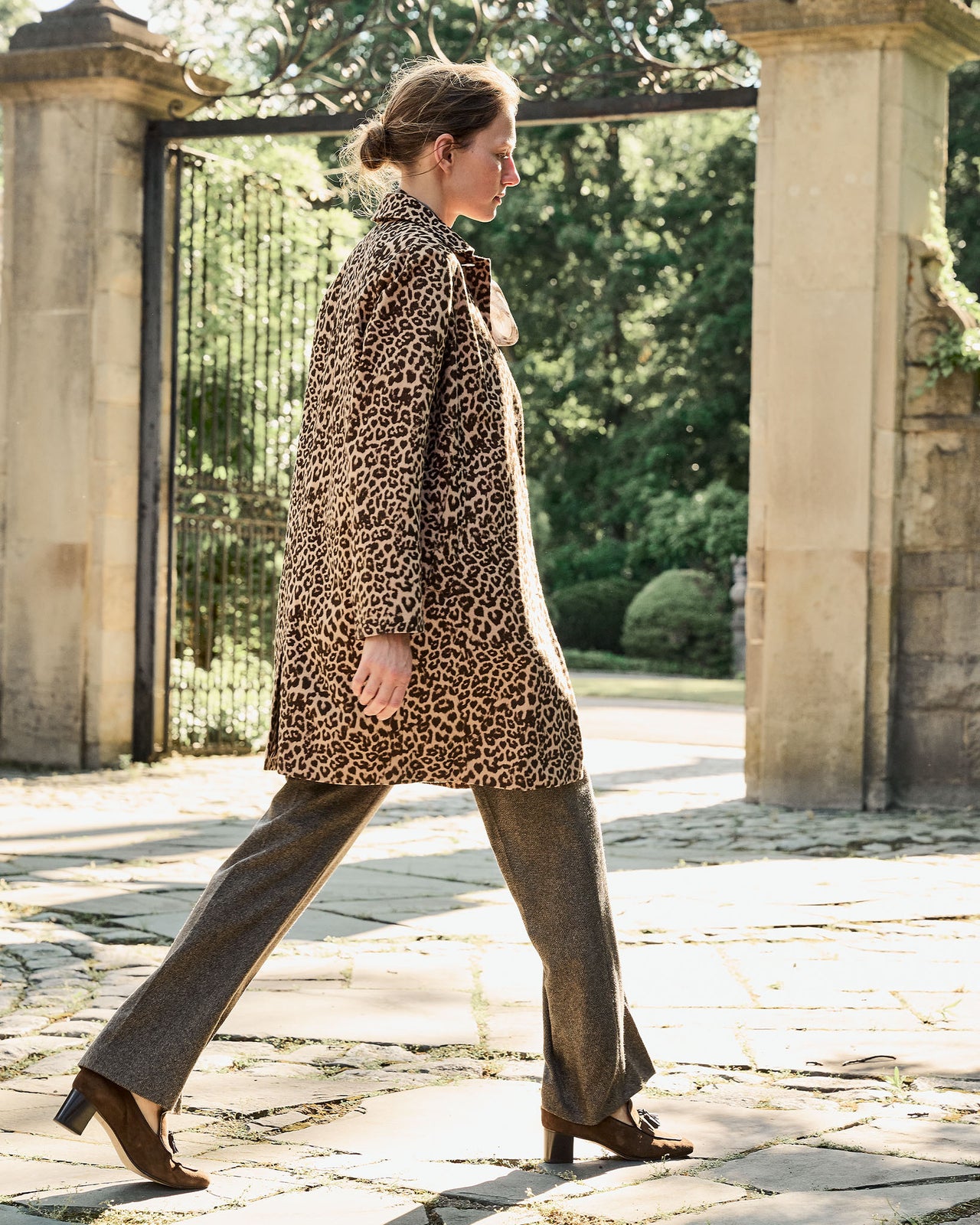 Tassel Heel Loafer in Brown Suede
