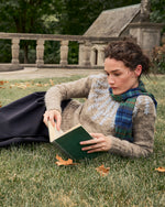 Load image into Gallery viewer, Corinna Sweater in Pewter/Blue Embroidered Wool/Alpaca

