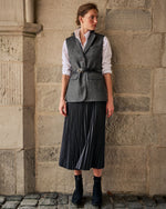 Load image into Gallery viewer, Channing Vest in Charcoal Wool Herringbone

