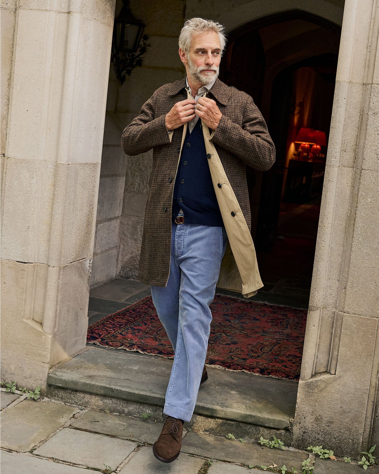 Spread Collar Sport Shirt in Pink/Olive/Blue Tattersall Poplin
