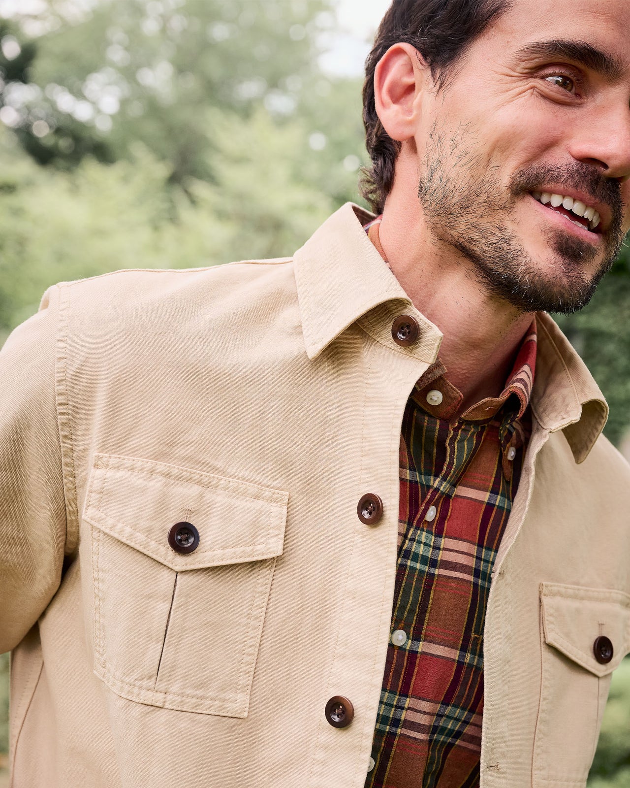 Military Jacket in Khaki Lightweight Canvas