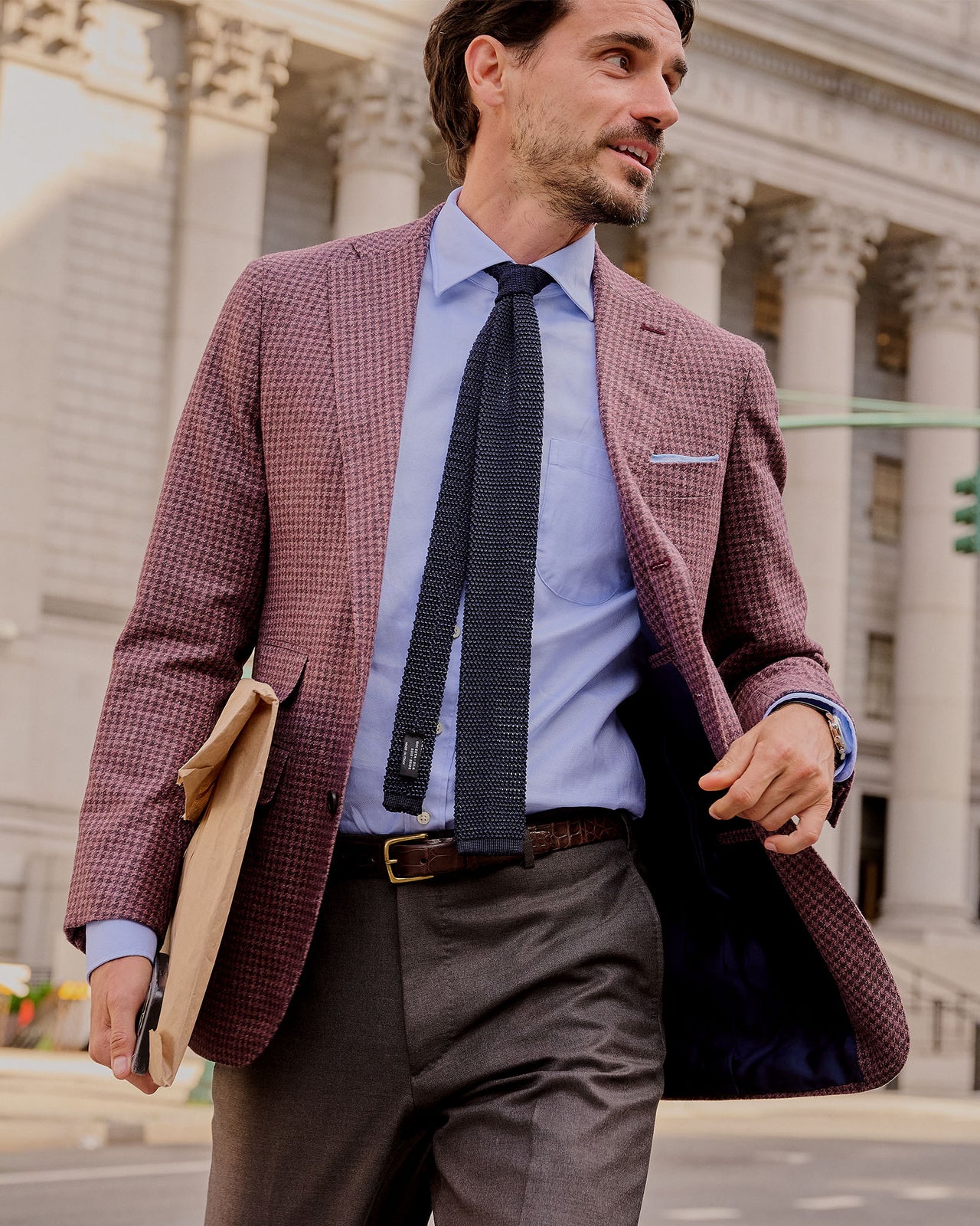 Silk Knit Tie in Dark Navy