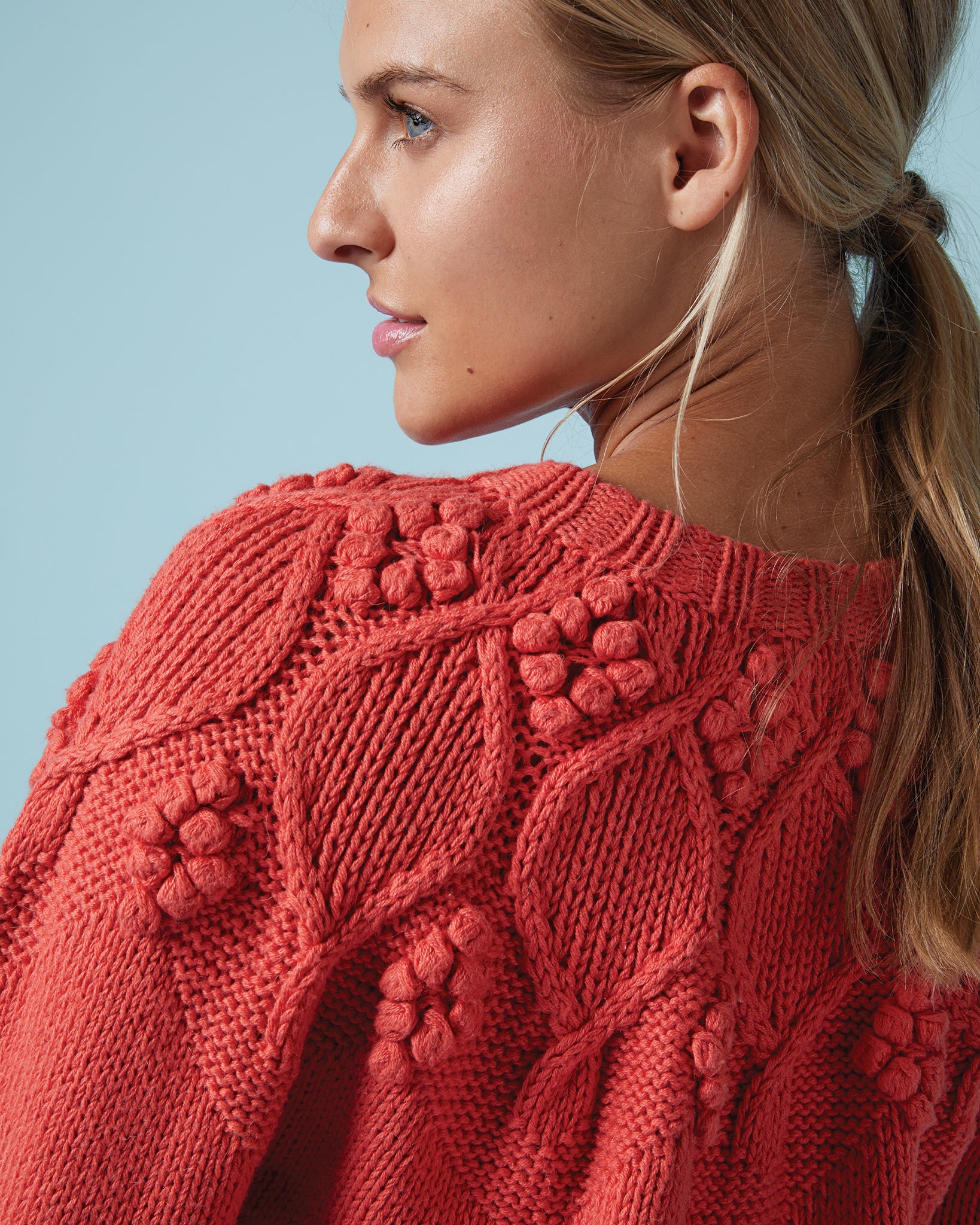 Lacey Sweater in Orange Organic Cotton/Baby Alpaca