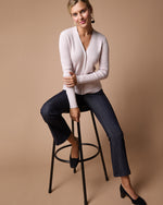 Load image into Gallery viewer, Nia Long-Sleeved Ribbed Cardigan in Blush Cotton/Silk
