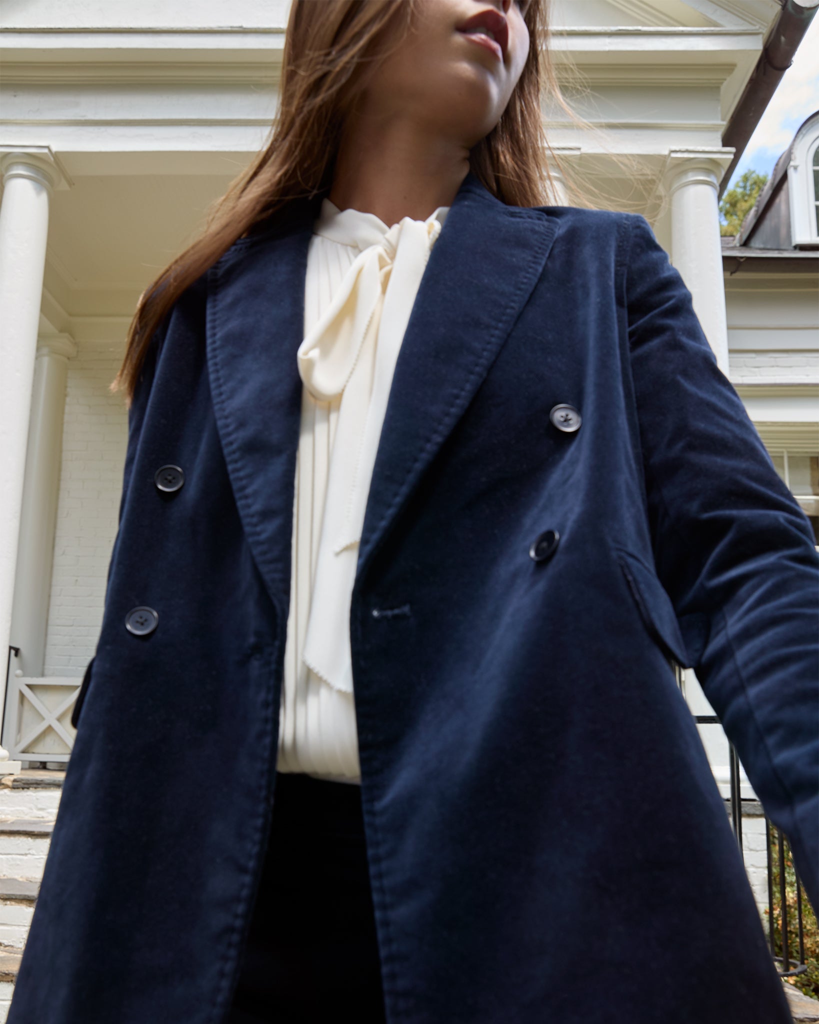 Concetta Jacket in Navy Stretch Velveteen