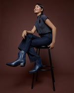 Load image into Gallery viewer, Marie Cowboy Boot in Navy Leather
