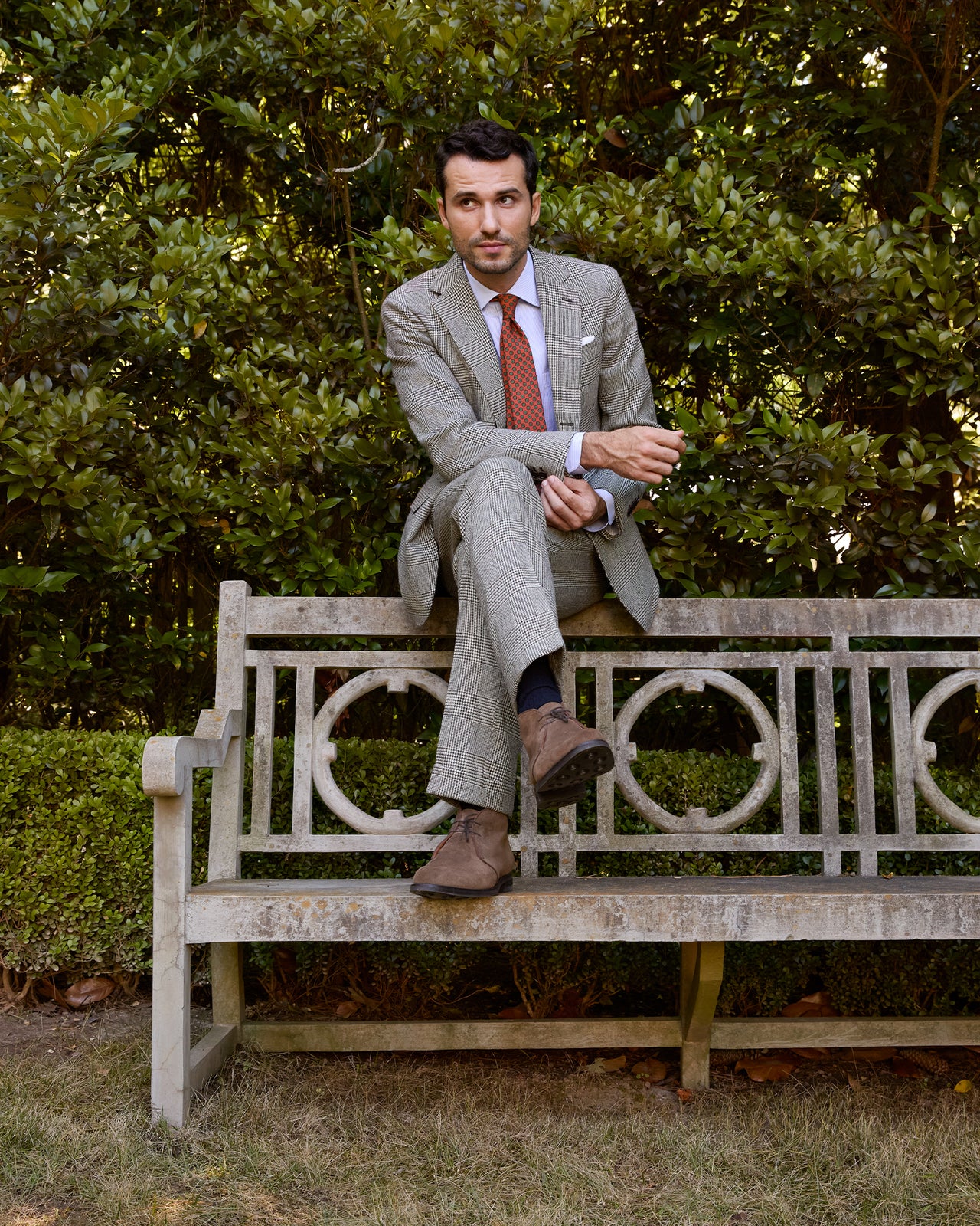 Virgil No. 2 Jacket in Chocolate/Bone Glen Plaid Tweed