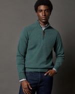 Load image into Gallery viewer, Half-Zip Sweater in Heather Pine Cashmere
