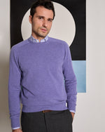 Load image into Gallery viewer, Classic Crewneck Sweater in Hyacinth Cashmere
