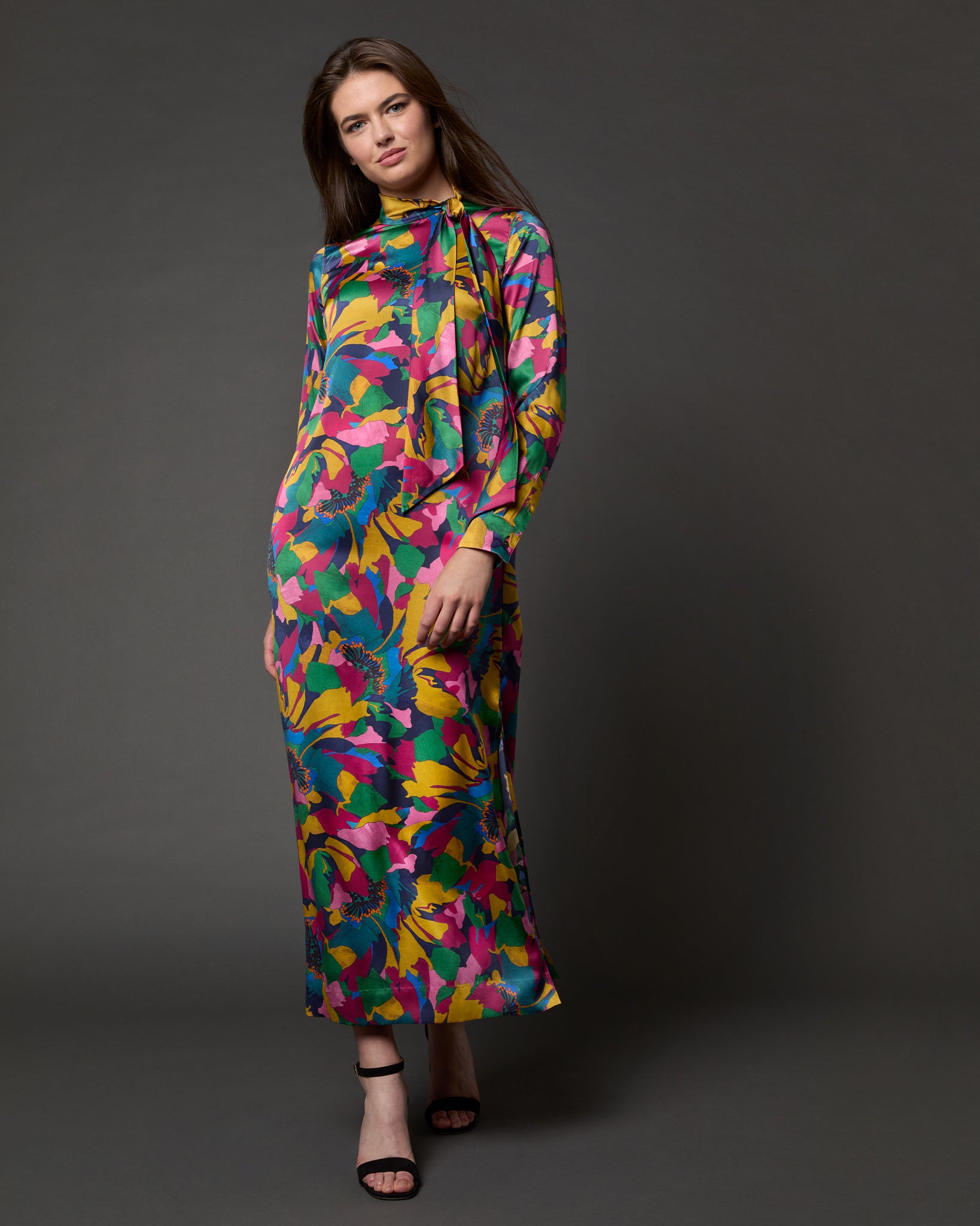 Leigh Dress in Multi Peony Parade Liberty Fabric Silk