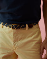 Load image into Gallery viewer, 1&quot; Raffia Belt in Navy/Gold/Bone

