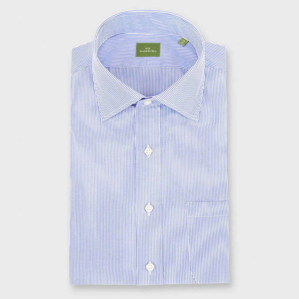 Made-to-Measure Shirt in Blue Small Bengal Stripe Poplin