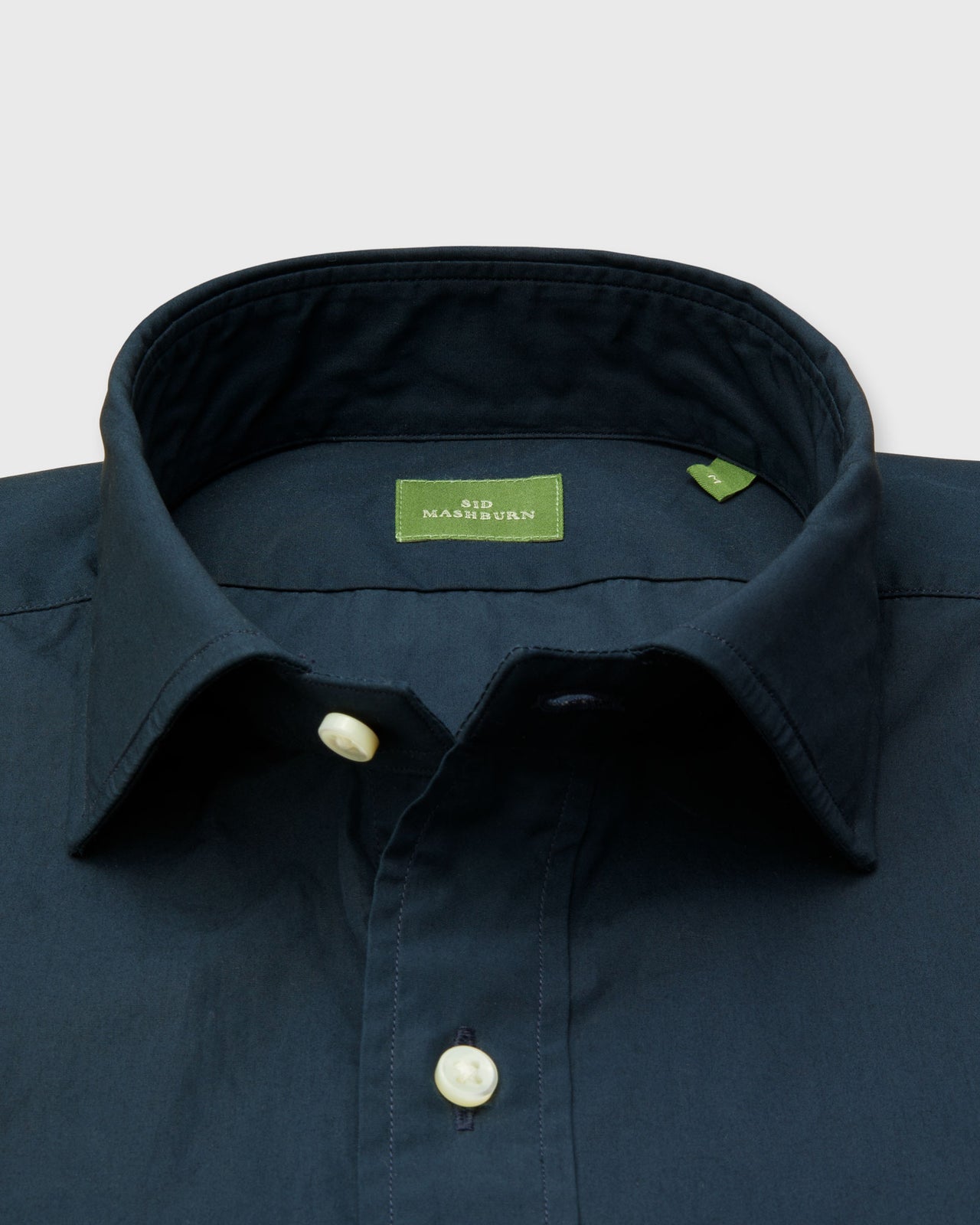 Spread Collar Sport Shirt in Navy Poplin