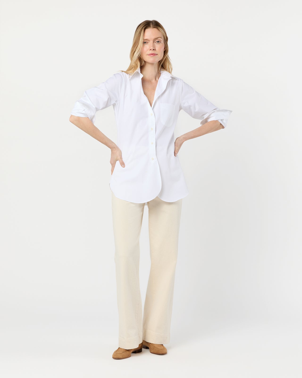 Boyfriend Shirt in White Poplin