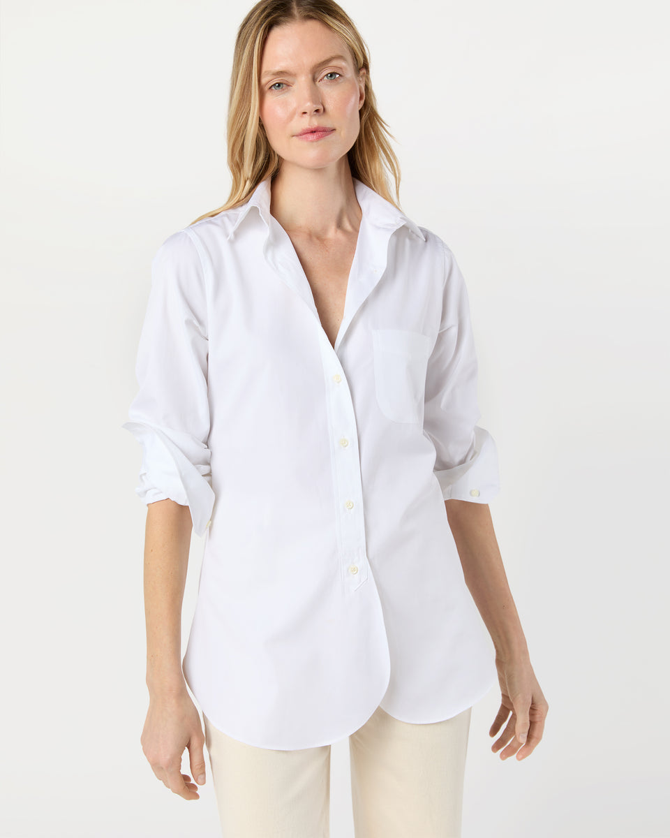 Boyfriend Shirt in White Poplin