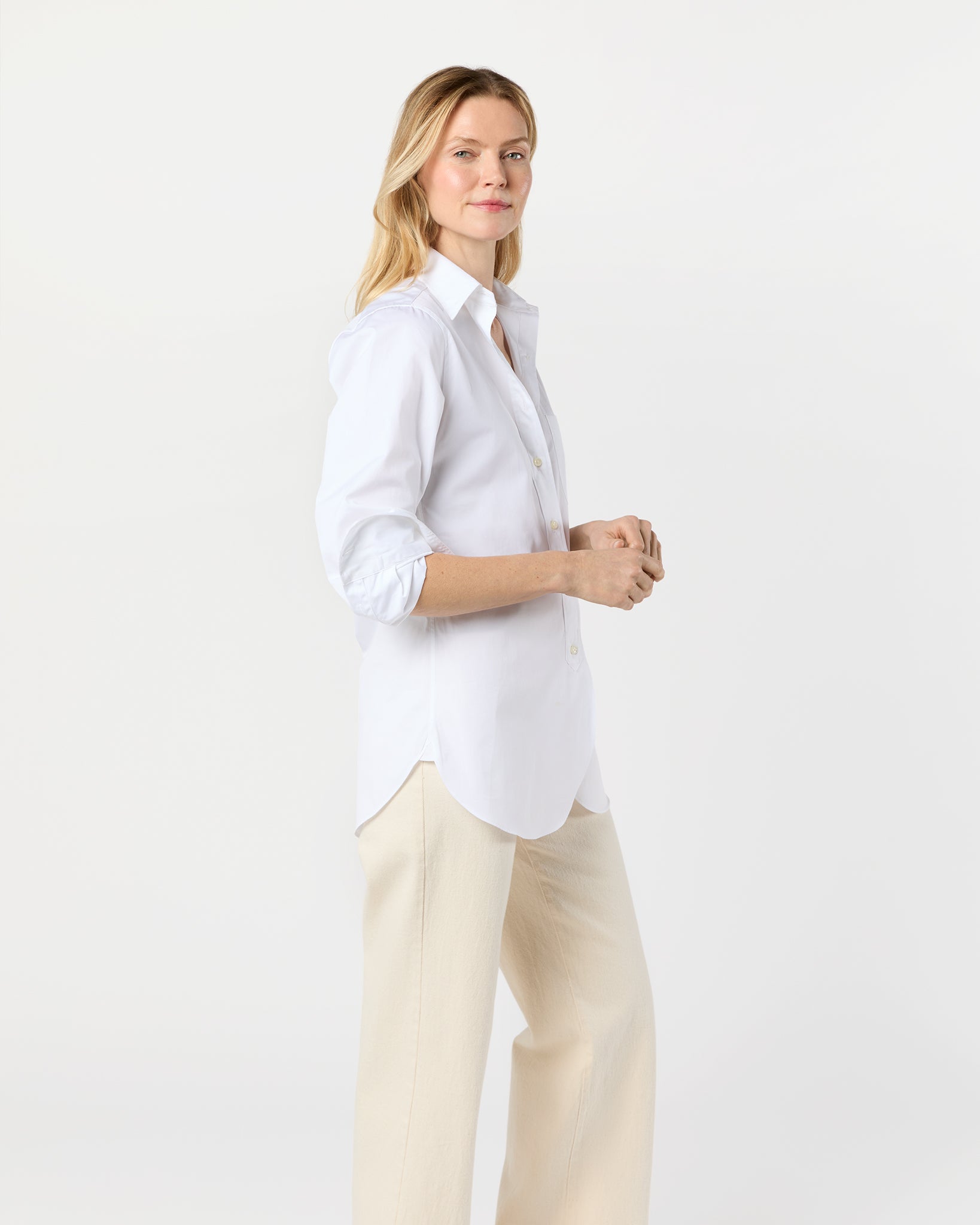 Boyfriend Shirt in White Poplin