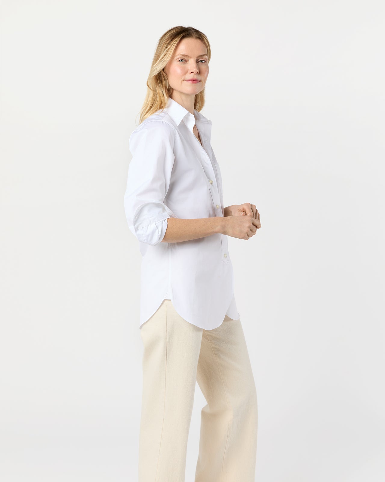Boyfriend Shirt in White Poplin