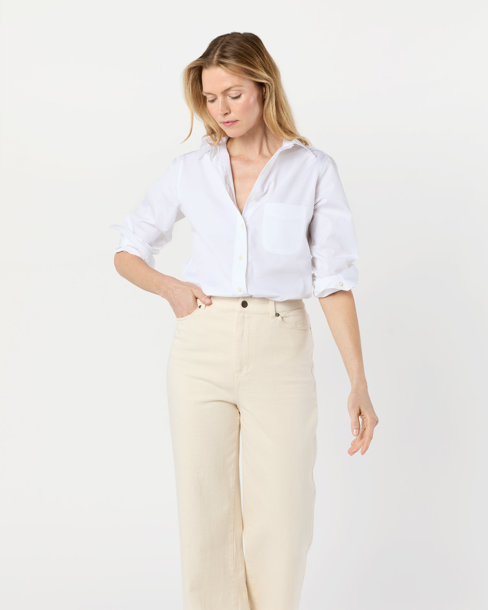 Boyfriend Shirt in White Poplin
