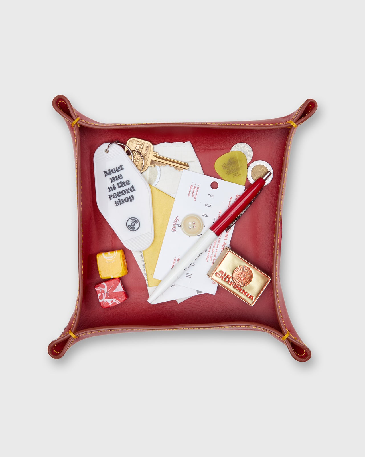 Medium Tray in Red Leather