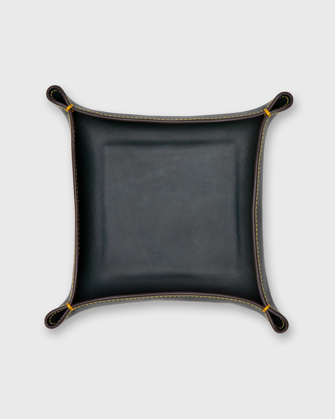 Medium Tray in Bottle Green Leather