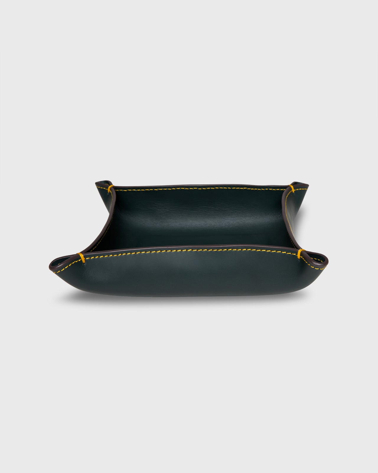 Medium Tray in Bottle Green Leather