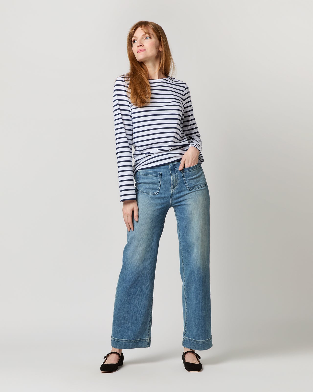Modern Minquiers Tee in Neige/Marine Stripe | Shop Ann Mashburn