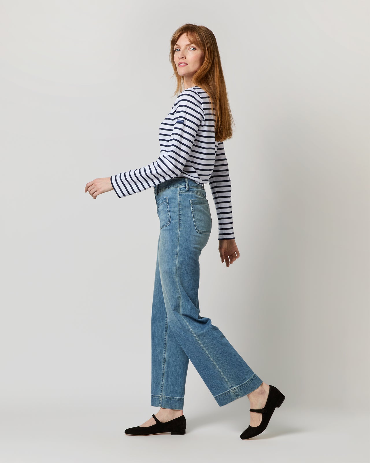 Modern Minquiers Tee in Neige/Marine Stripe