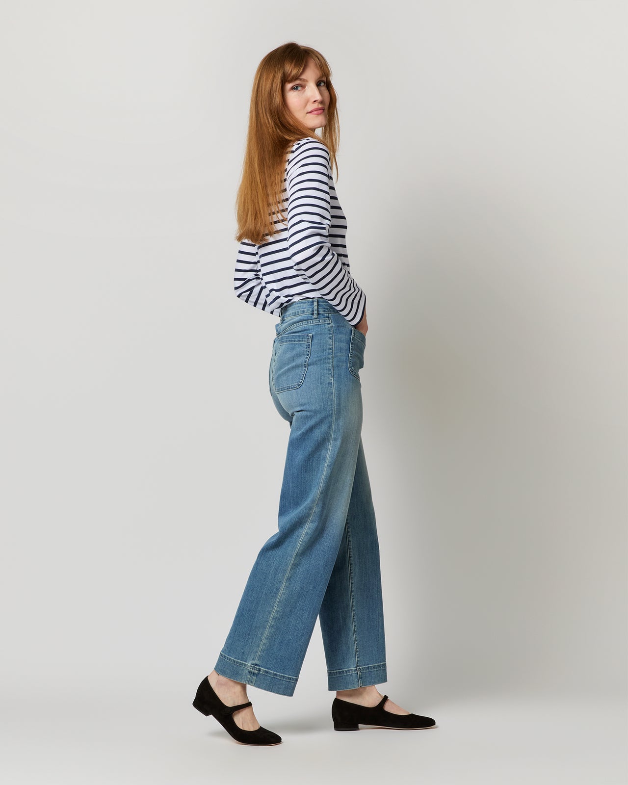 Modern Minquiers Tee in Neige/Marine Stripe