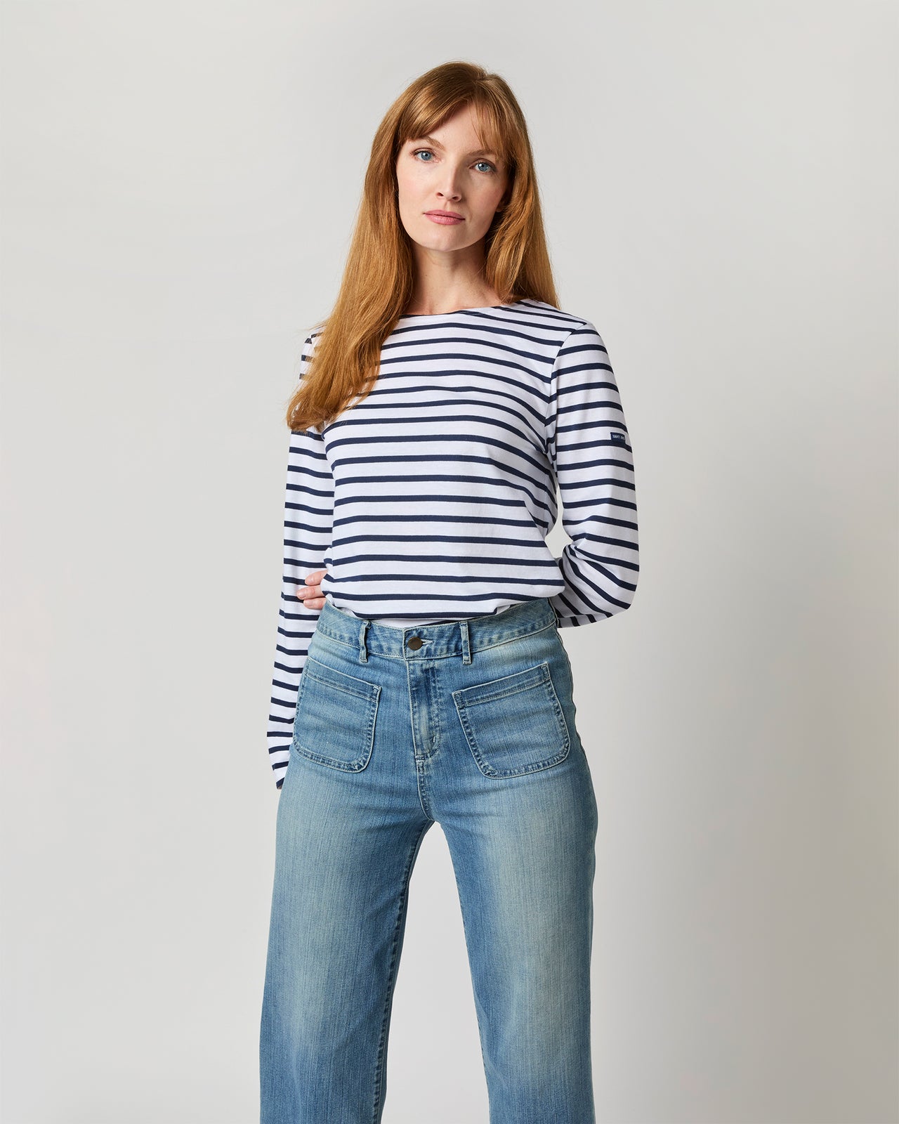 Modern Minquiers Tee in Neige/Marine Stripe