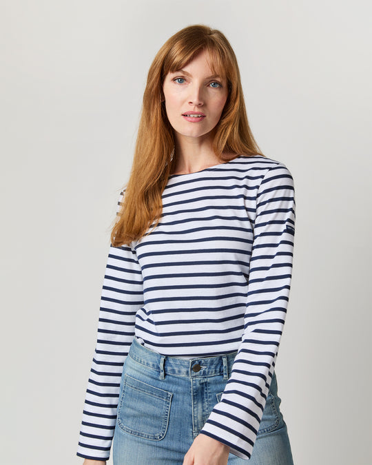 Modern Minquiers Tee in Neige/Marine Stripe