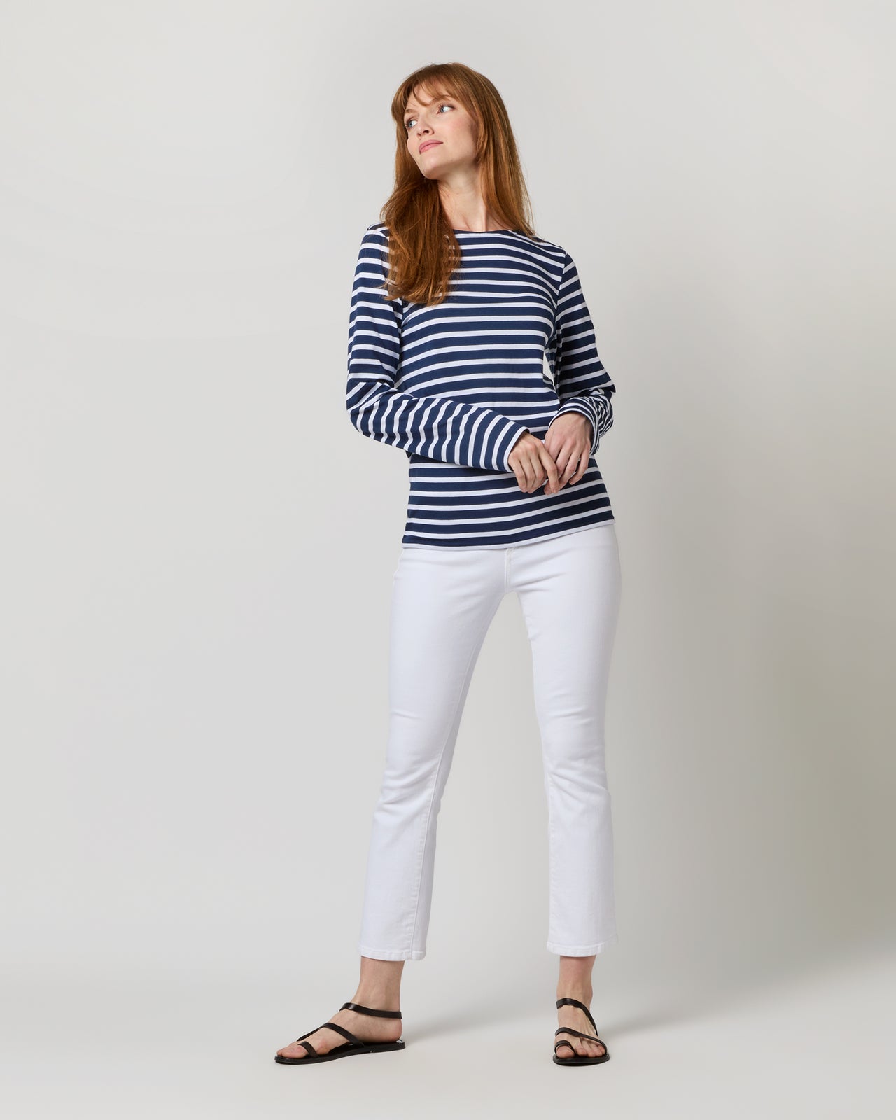 Modern Minquiers Tee in Marine/Neige Stripe