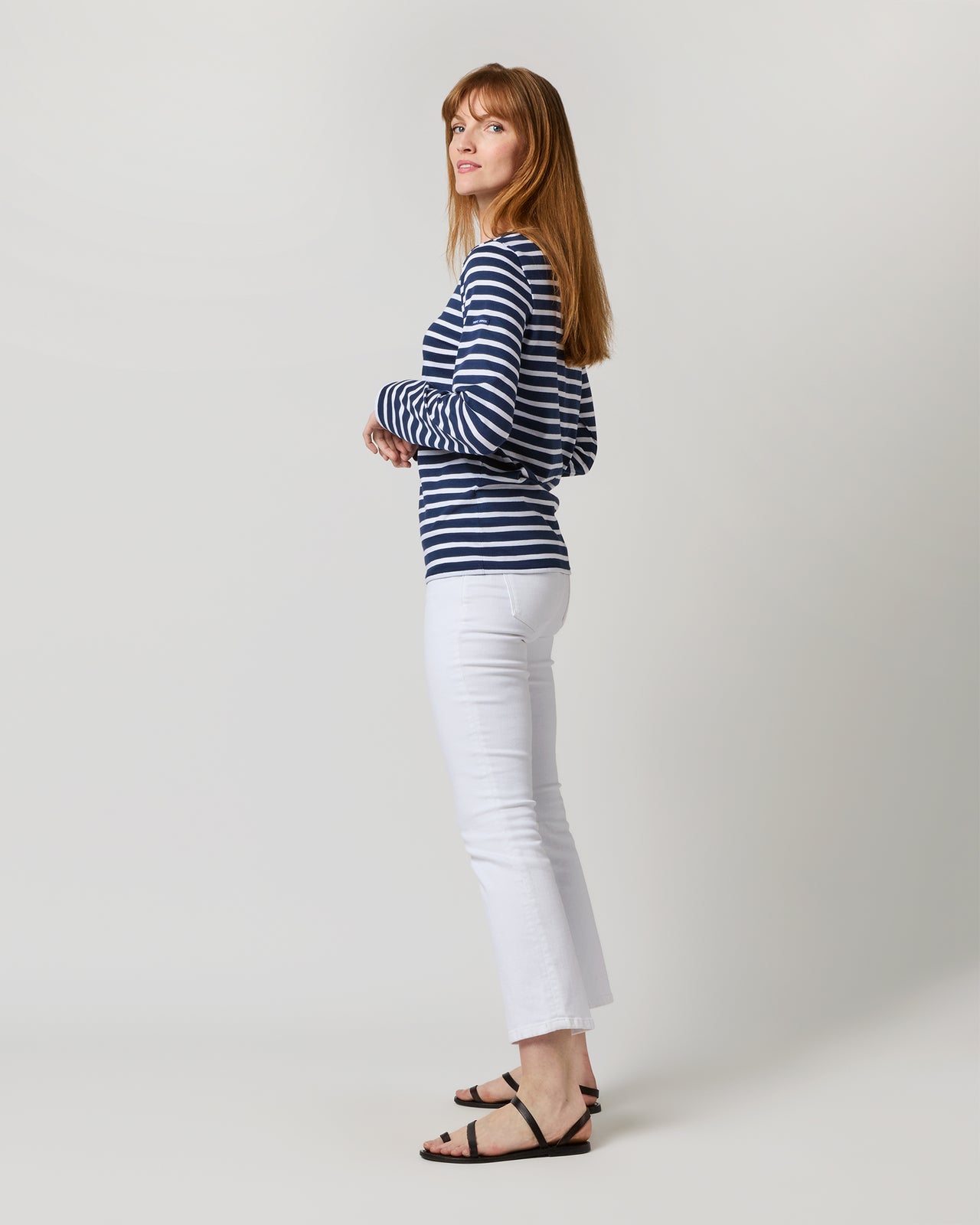 Modern Minquiers Tee in Marine/Neige Stripe