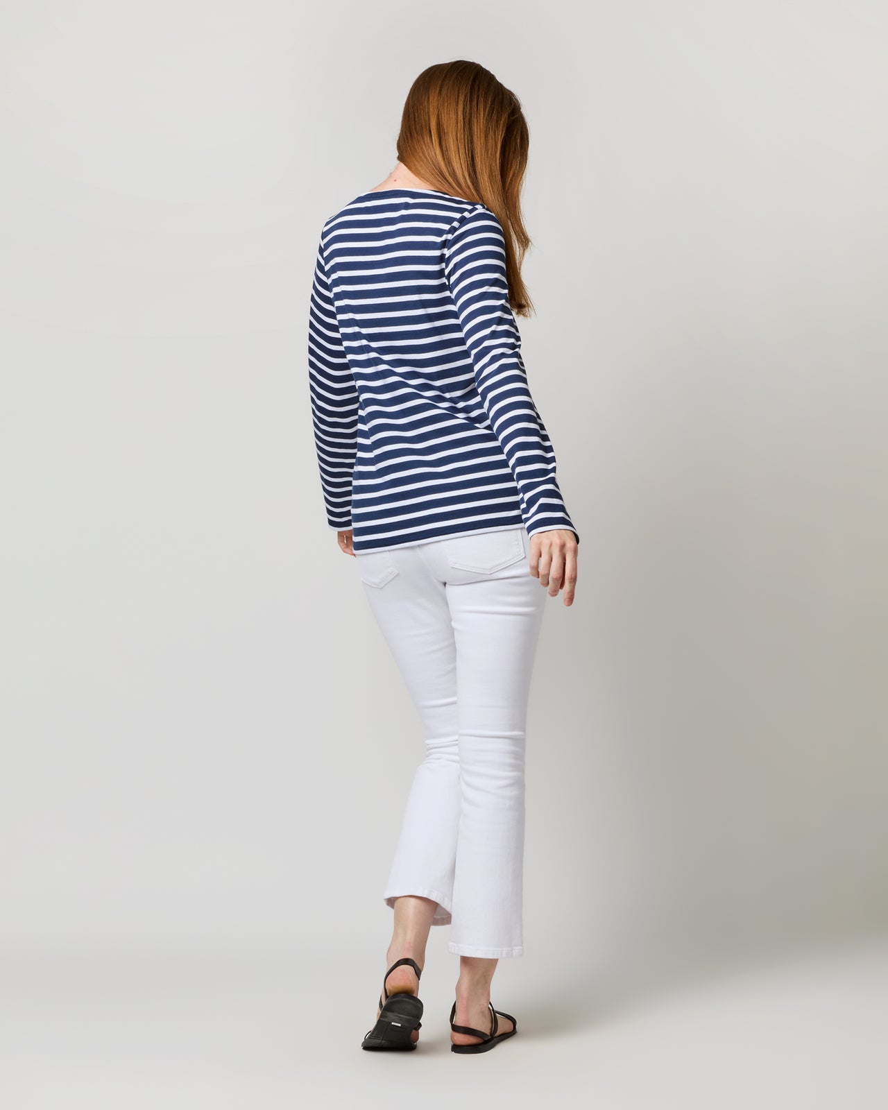 Modern Minquiers Tee in Marine/Neige Stripe