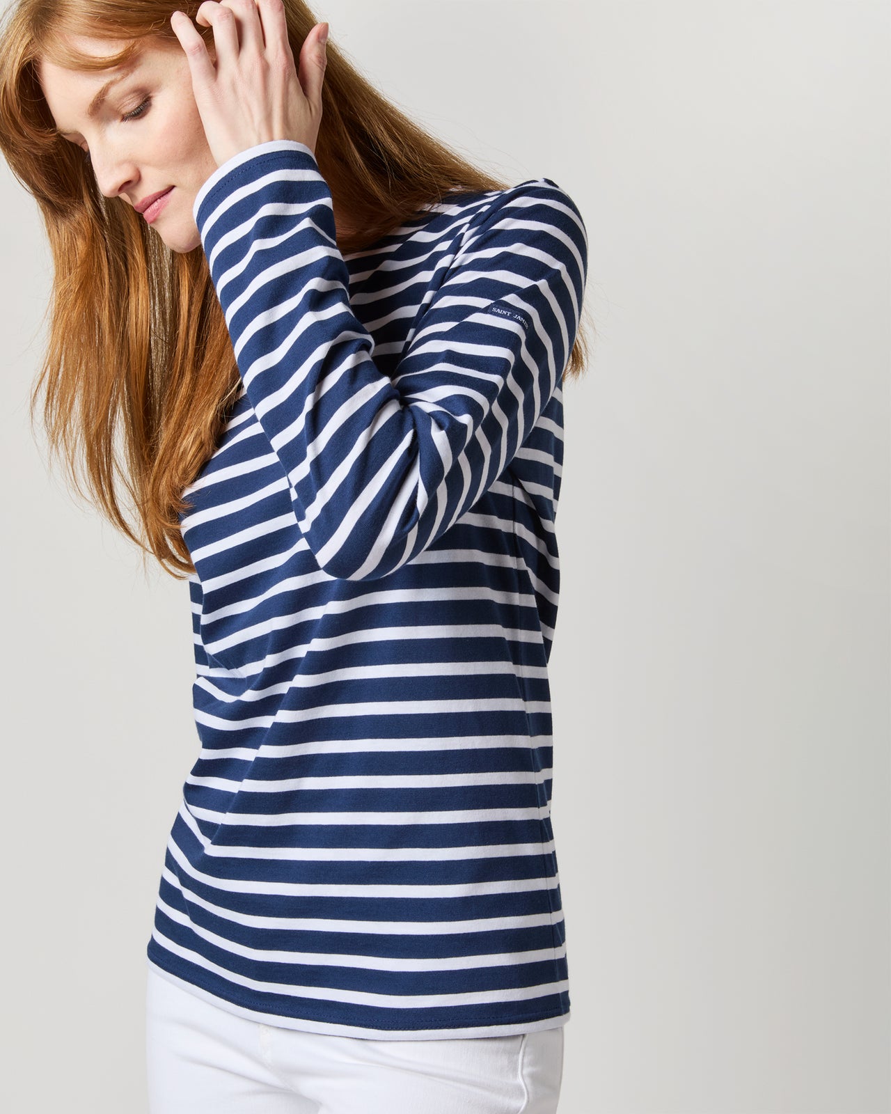 Modern Minquiers Tee in Marine/Neige Stripe