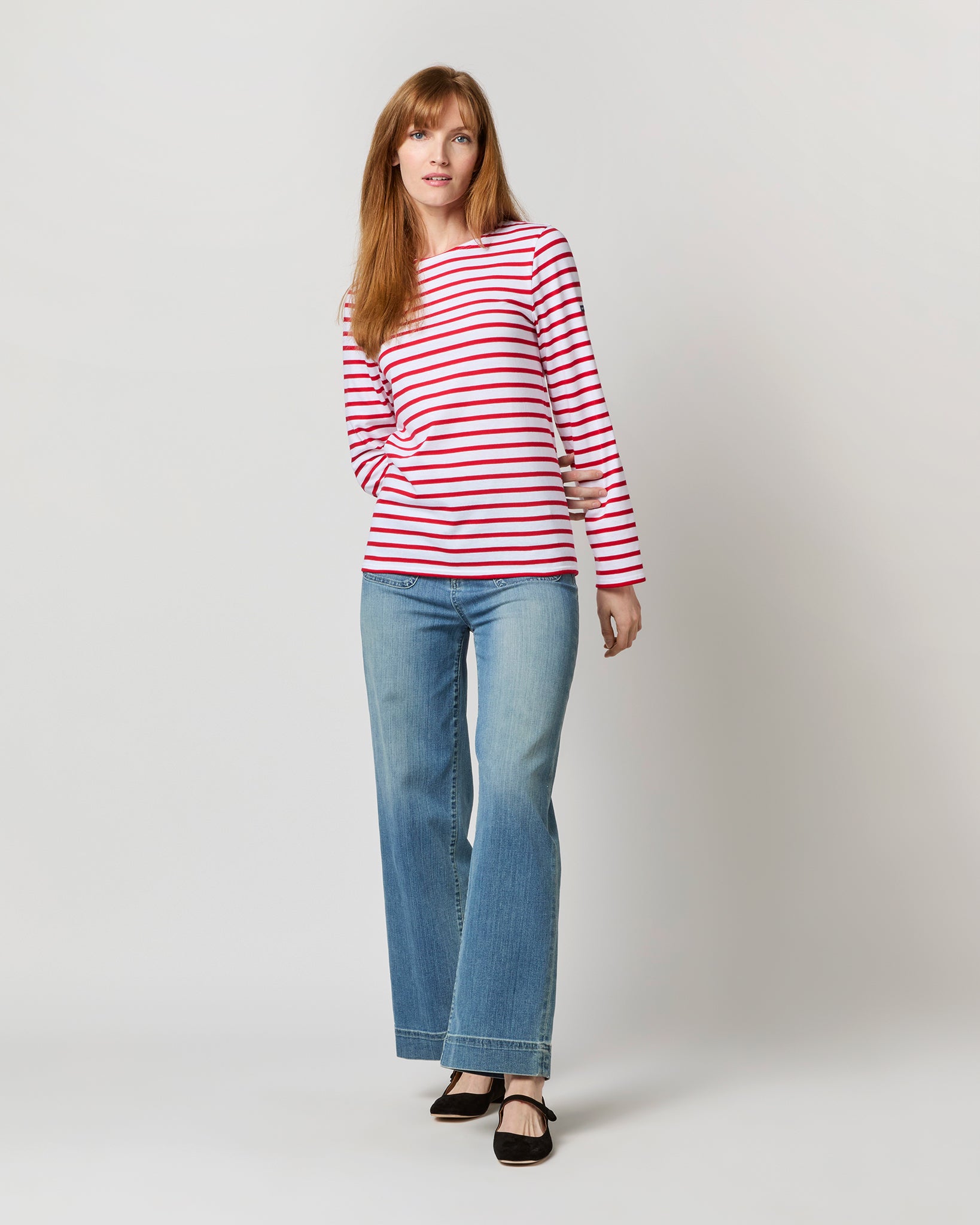 Modern Minquiers Tee in Neige/Tulip Stripe