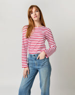 Load image into Gallery viewer, Modern Minquiers Tee in Neige/Tulip Stripe
