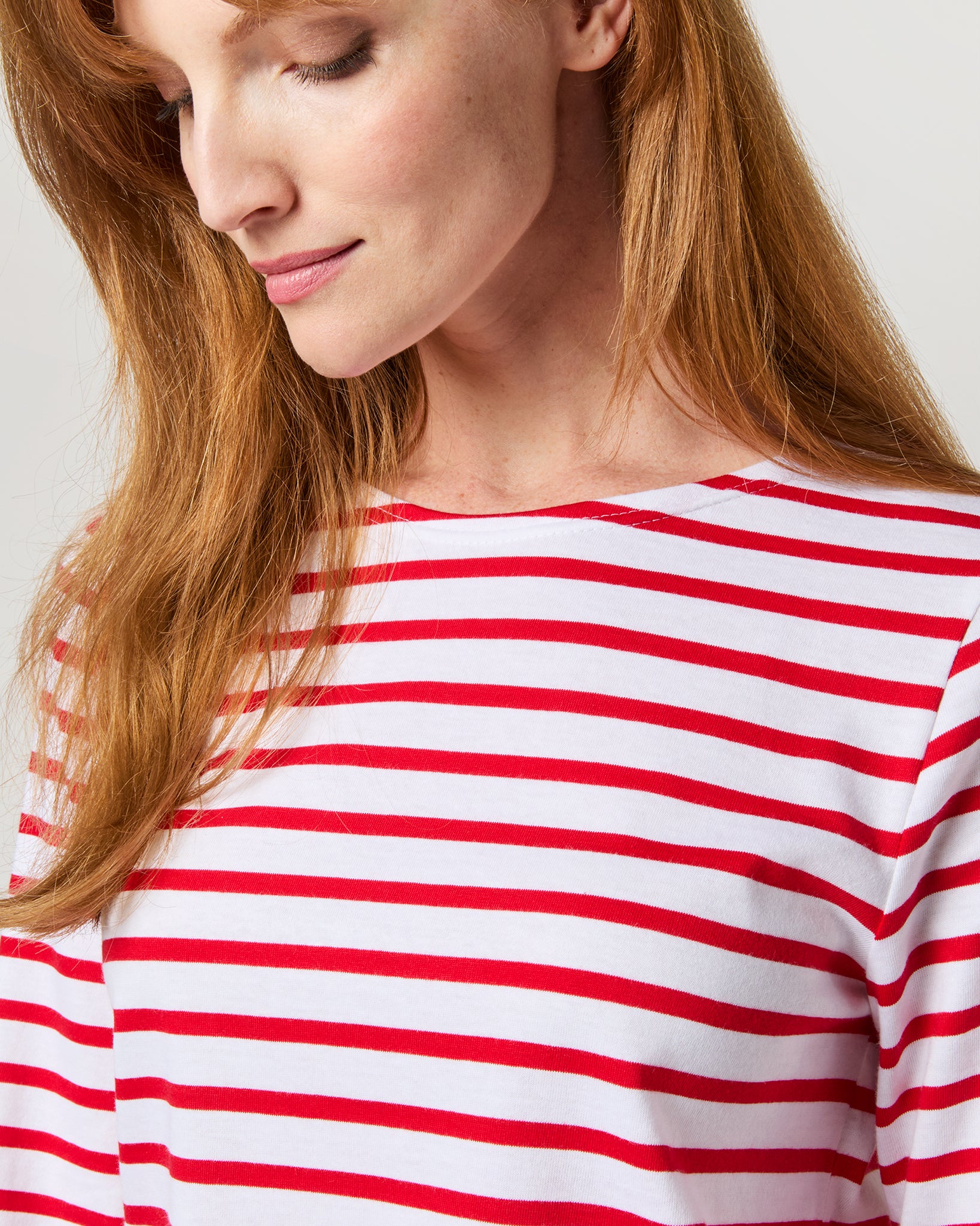 Modern Minquiers Tee in Neige/Tulip Stripe