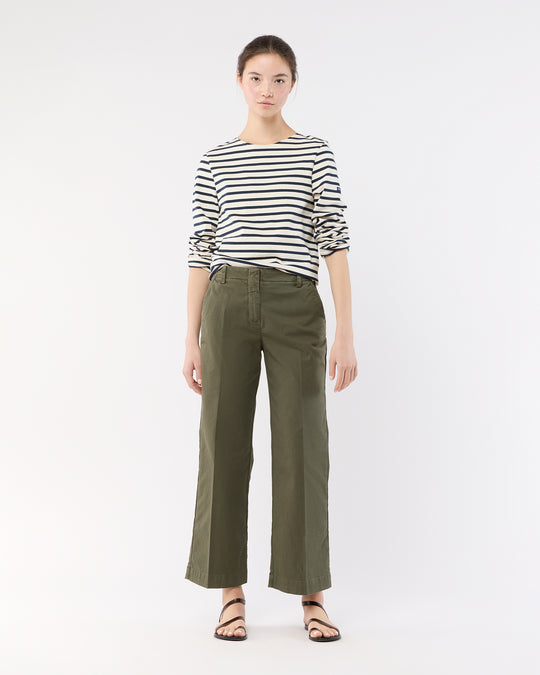Frankie Cropped Pant in Olive Stretch Twill