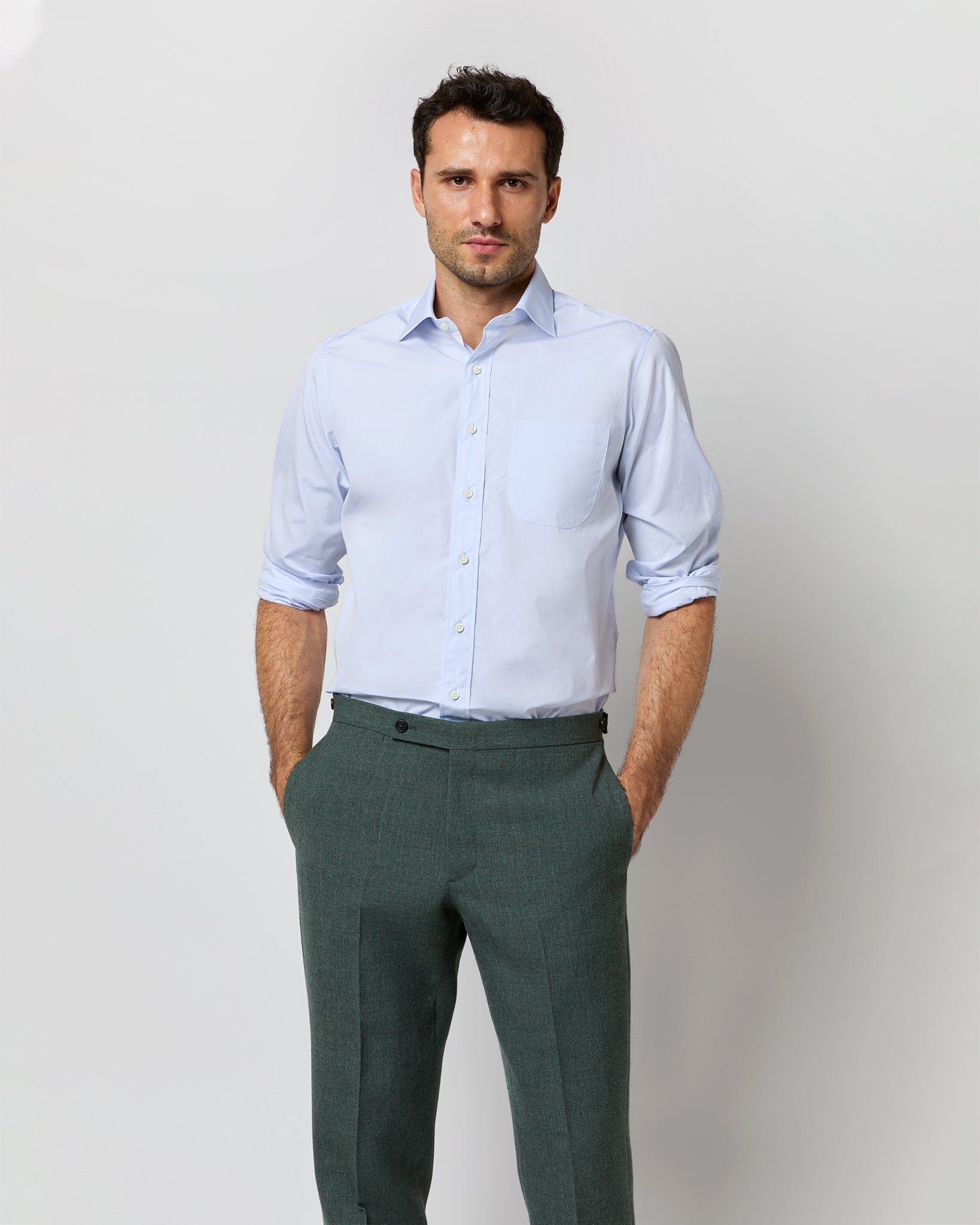 Spread Collar Dress Shirt in Sky Poplin - 16.5 / 34 by Sid Mashburn Spread Collar Dress Shirt in Sky Poplin - 16.5 / 34 by Sid Mashburn