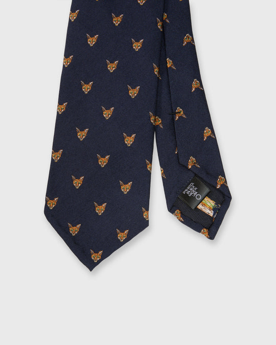 Wool Challis Club Tie in Navy Fox