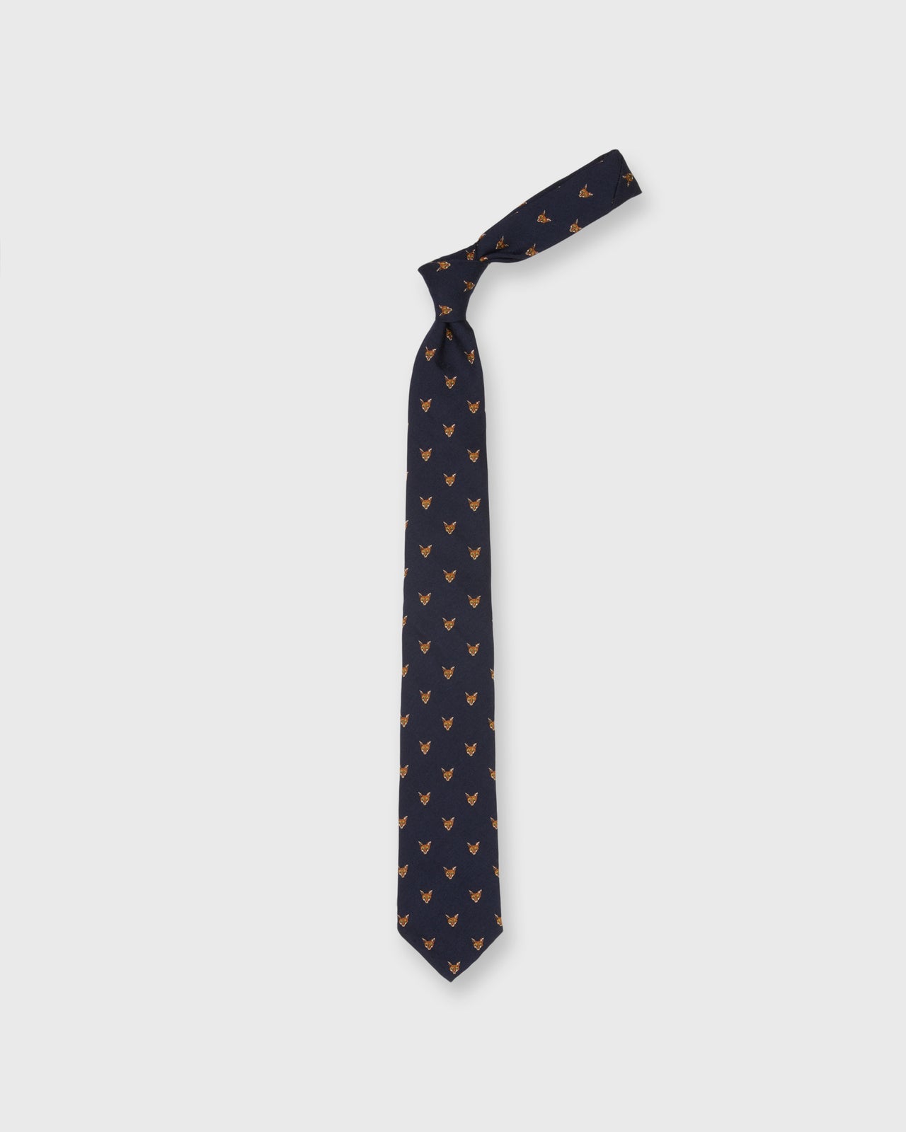 Wool Challis Club Tie in Navy Fox