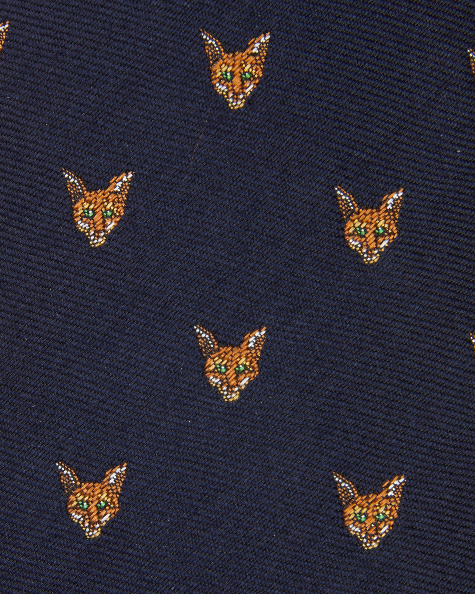 Wool Challis Club Tie in Navy Fox