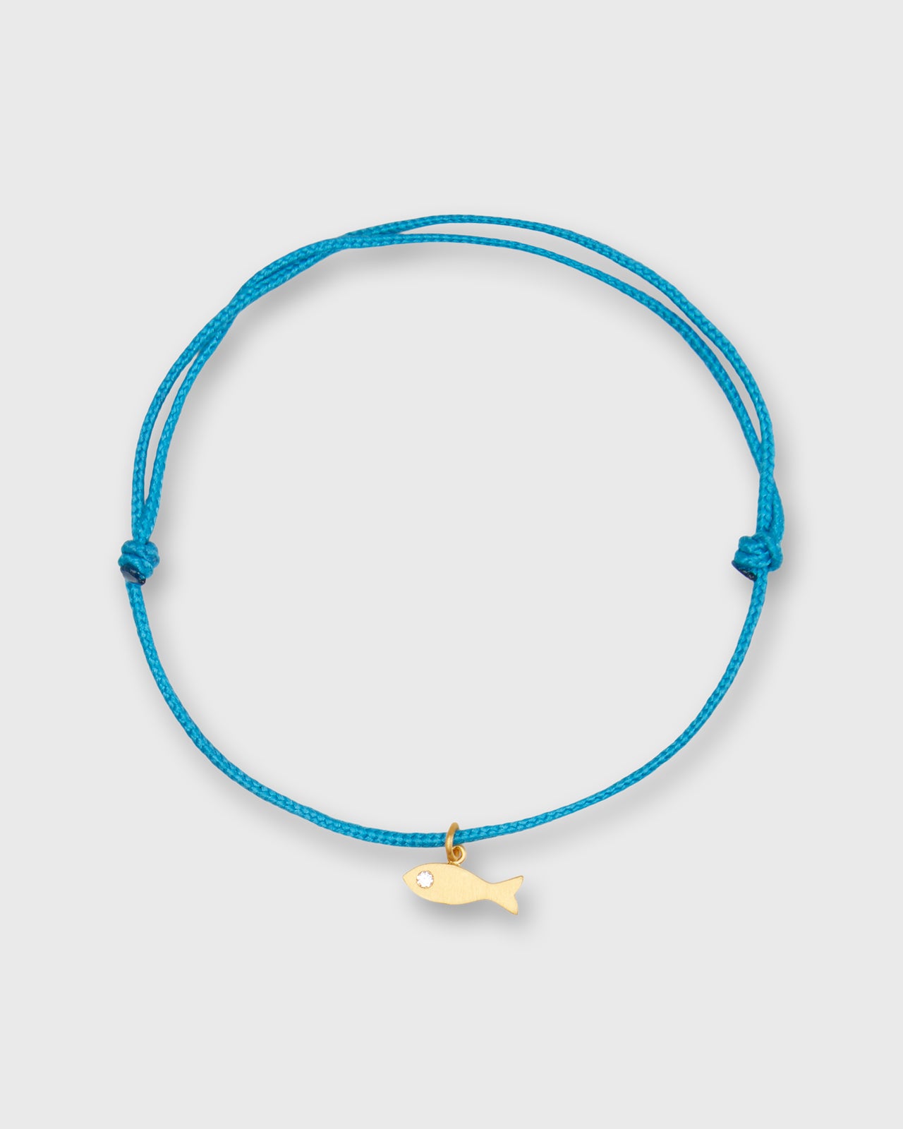 Small Precious Fish Charm Bracelet in Gold/Diamond/Assorted Color Cord