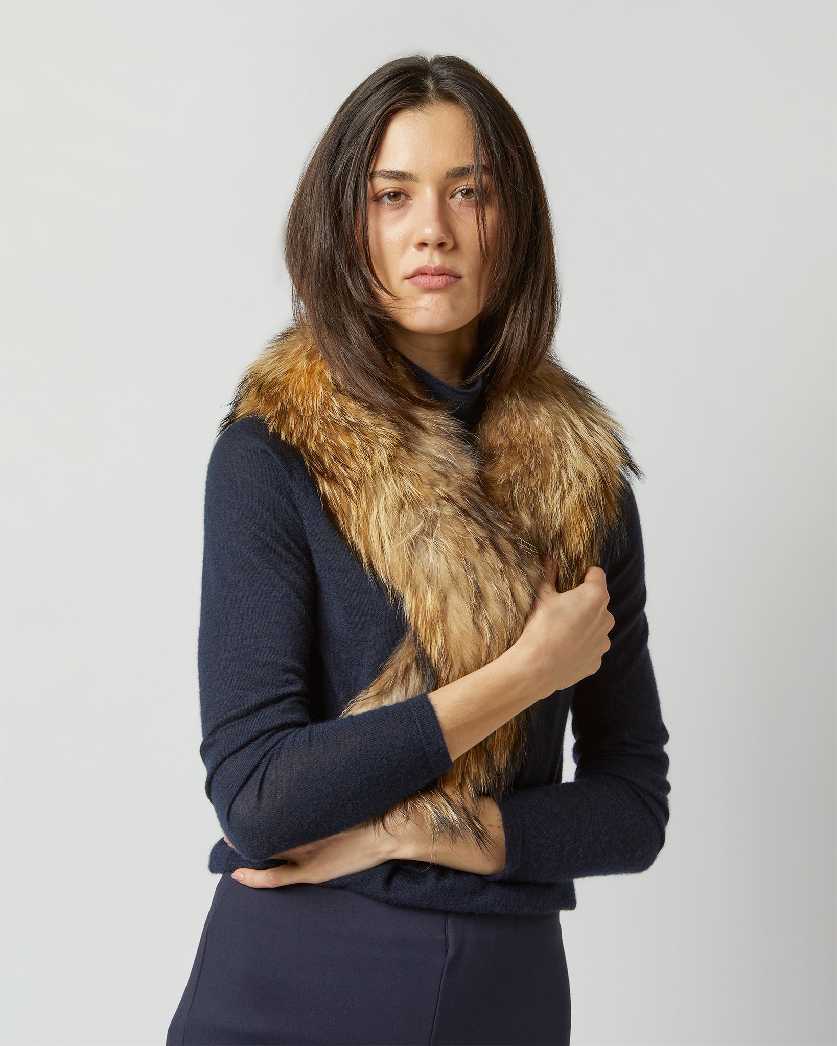 Klara Deluxe Scarf in Natural Raccoon Fur